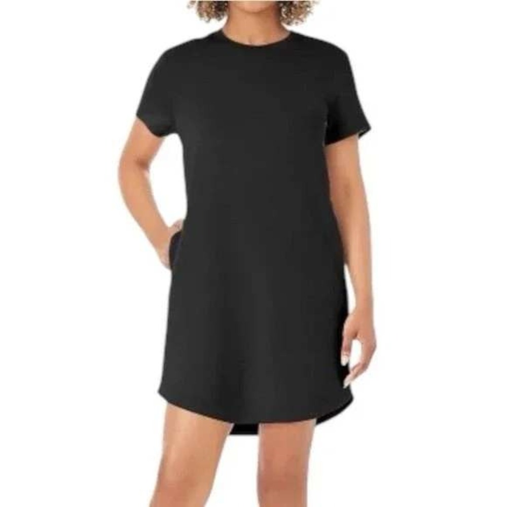 Sandwashed T-Shirt Dress Casual Mini Short Sleeve Black Dress size M / #5383